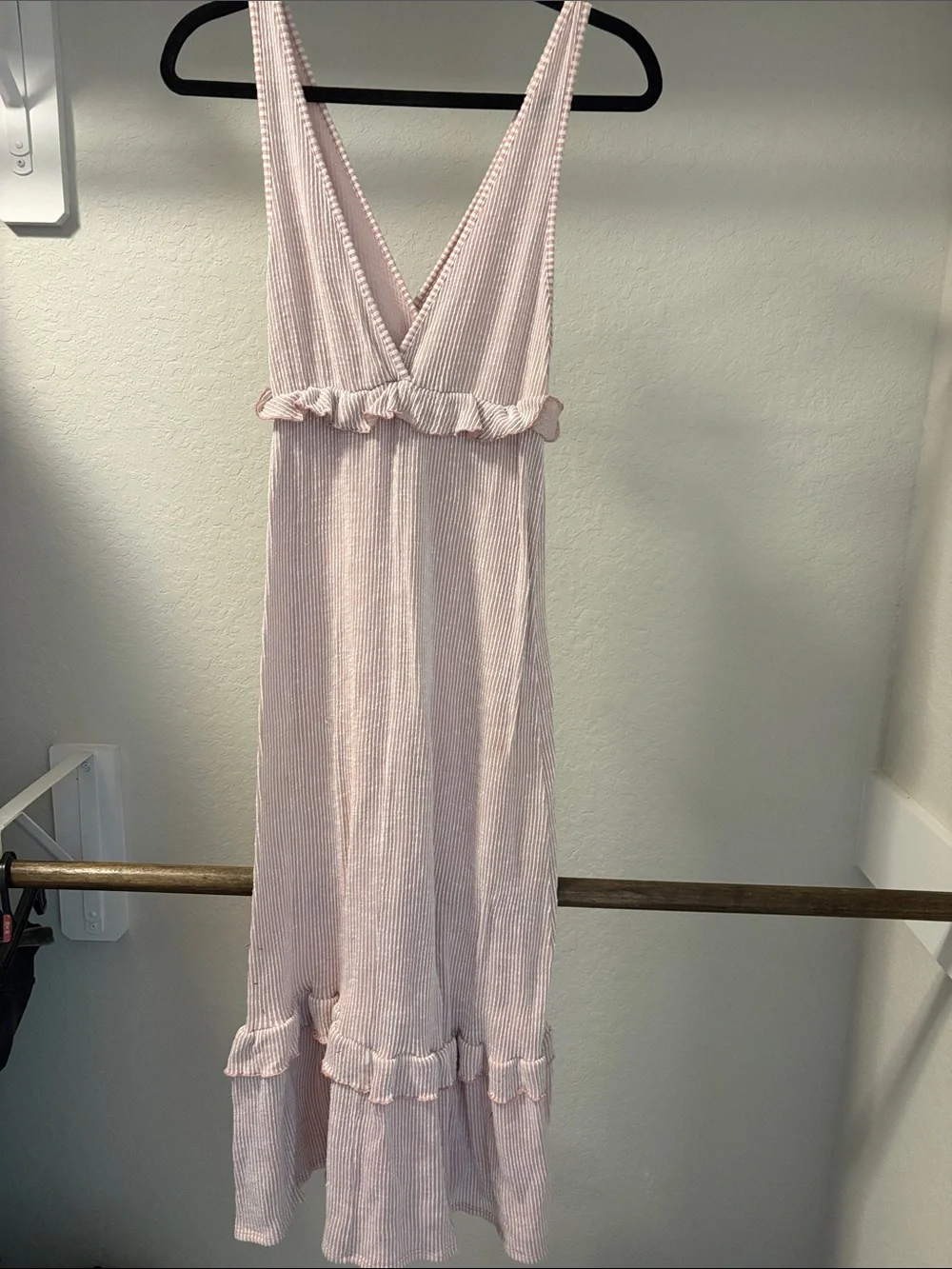 Pink Ruffled V-Neck Women's Sleep Dress